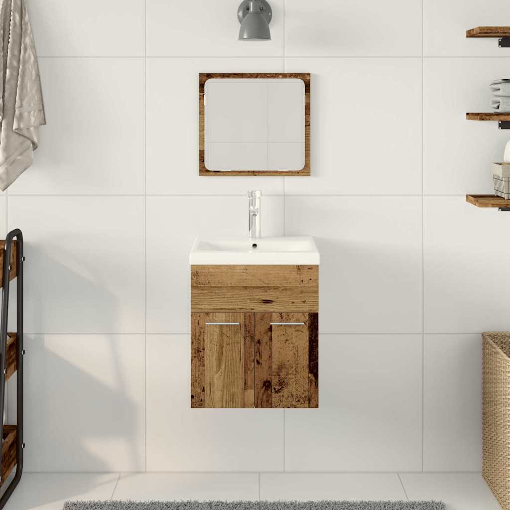 Badezimmermöbel Set mit Tür 3 pcs Altholz 41 x 38,5 x 46 cm