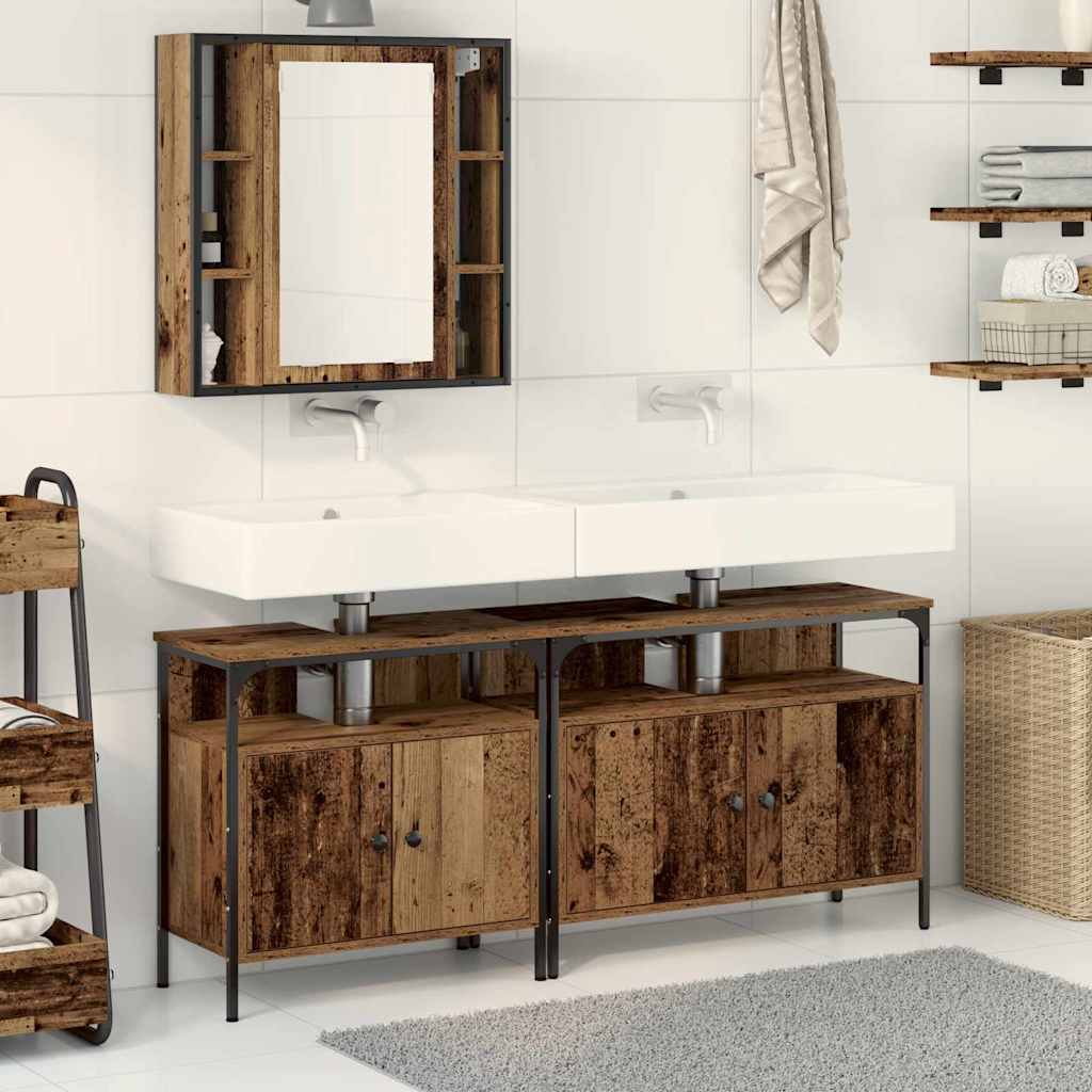 Badezimmer Waschbeckenmöbel mit Tür 3 pcs Braun 80 x 30 x 60 cm