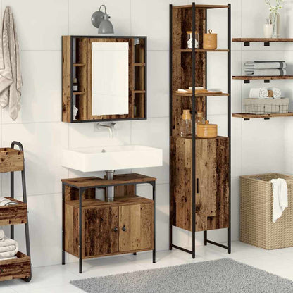 Badezimmerschrankset mit Regal 3 pcs Altholz 33 x 33 x 185.5 cm