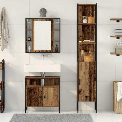 Badezimmerschrankset mit Regal 3 pcs Altholz 33 x 33 x 185.5 cm