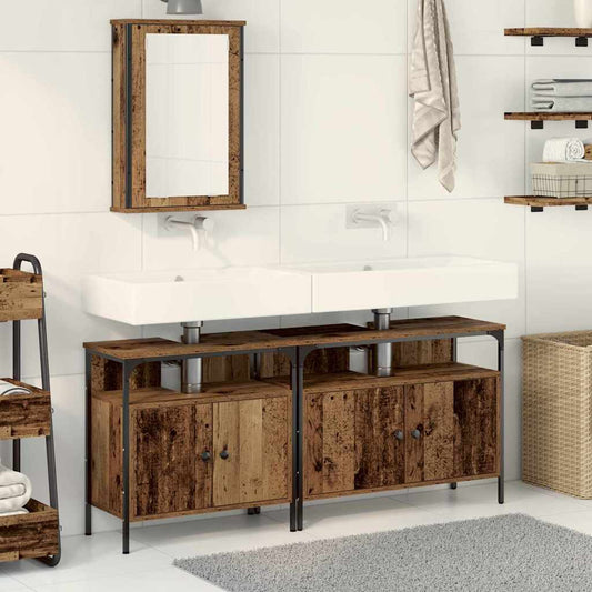 Badezimmer Waschbeckenmöbel mit Tür 3 pcs Braun 80 x 30 x 60 cm