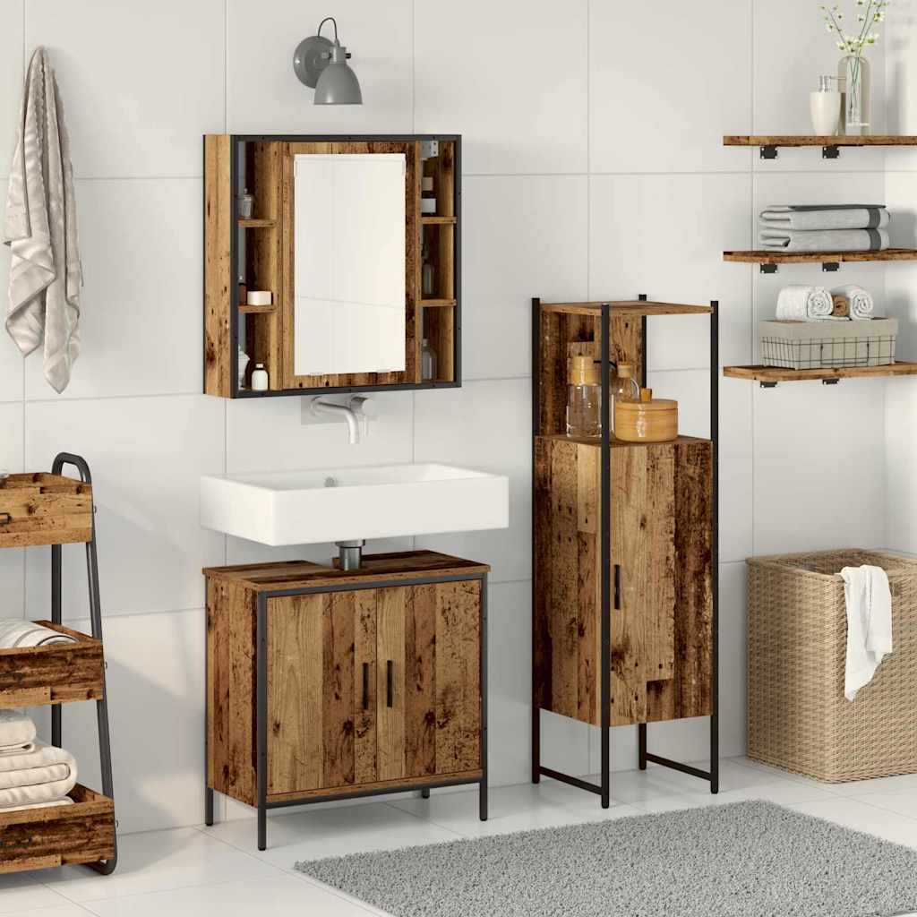 Badezimmermöbel Set mit Speicher 3 pcs Braun 33 x 33 x 120.5 cm