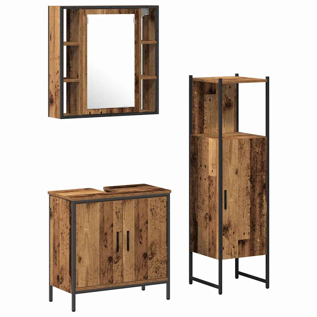 Badezimmermöbel Set mit Speicher 3 pcs Braun 33 x 33 x 120.5 cm