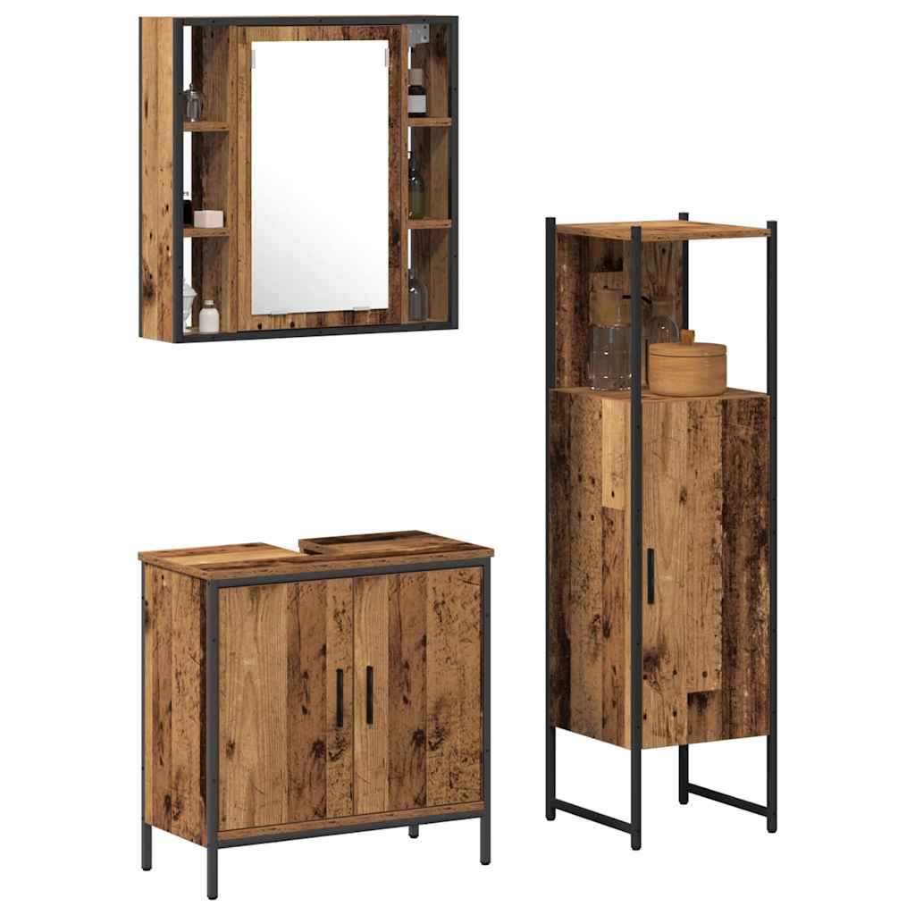 Badezimmermöbel Set mit Speicher 3 pcs Braun 33 x 33 x 120.5 cm