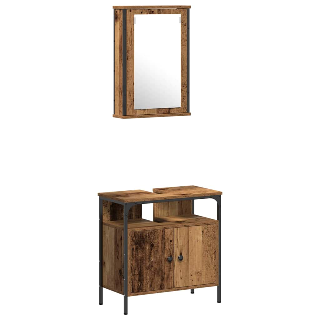Badezimmermöbel Set mit Speicher 3 pcs Braun 33 x 33 x 120.5 cm