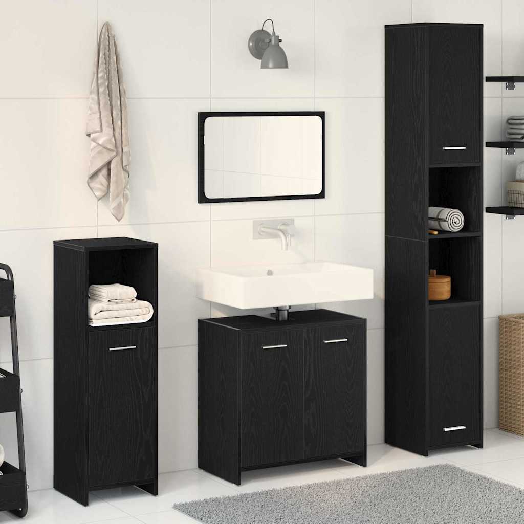 Badezimmermöbel Set 4 pcs Schwarze Eiche 30 x 30 x 183,5 cm