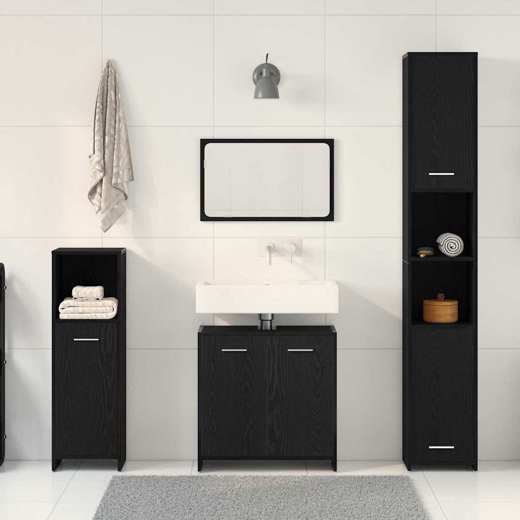 Badezimmermöbel Set 4 pcs Schwarze Eiche 30 x 30 x 183,5 cm