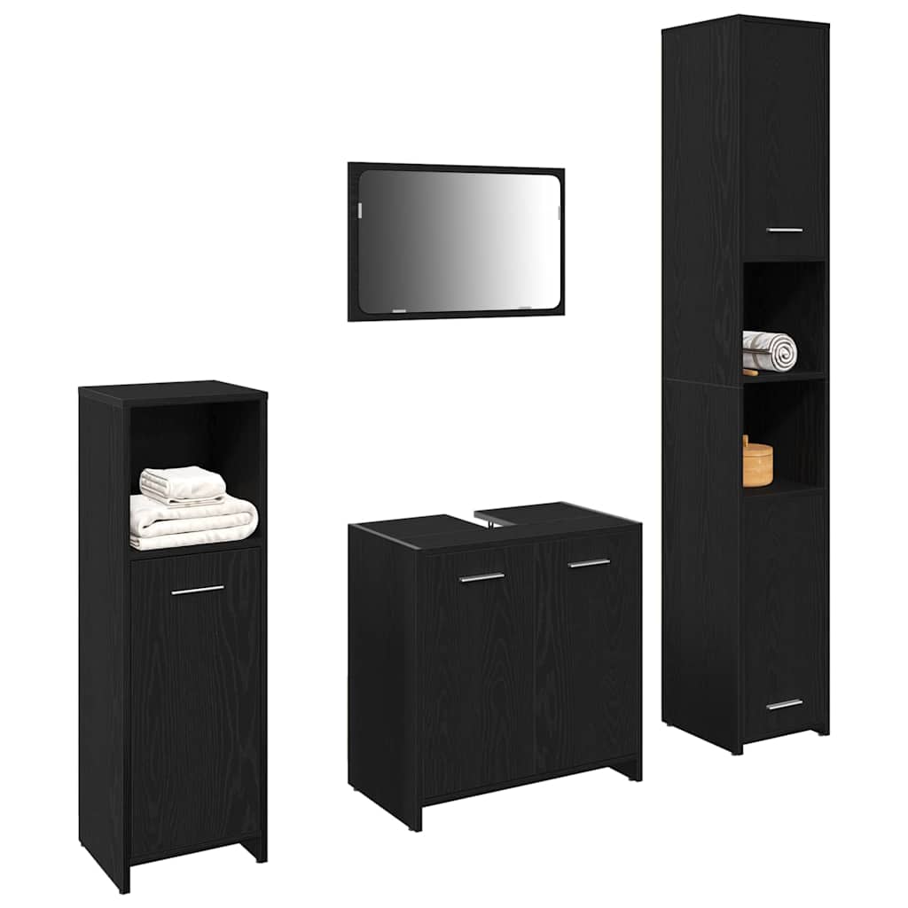 Badezimmermöbel Set 4 pcs Schwarze Eiche 30 x 30 x 183,5 cm