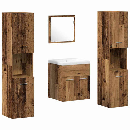 Badezimmermöbel Set mit Tür 4 pcs Altholz 41 x 38,5 x 46 cm