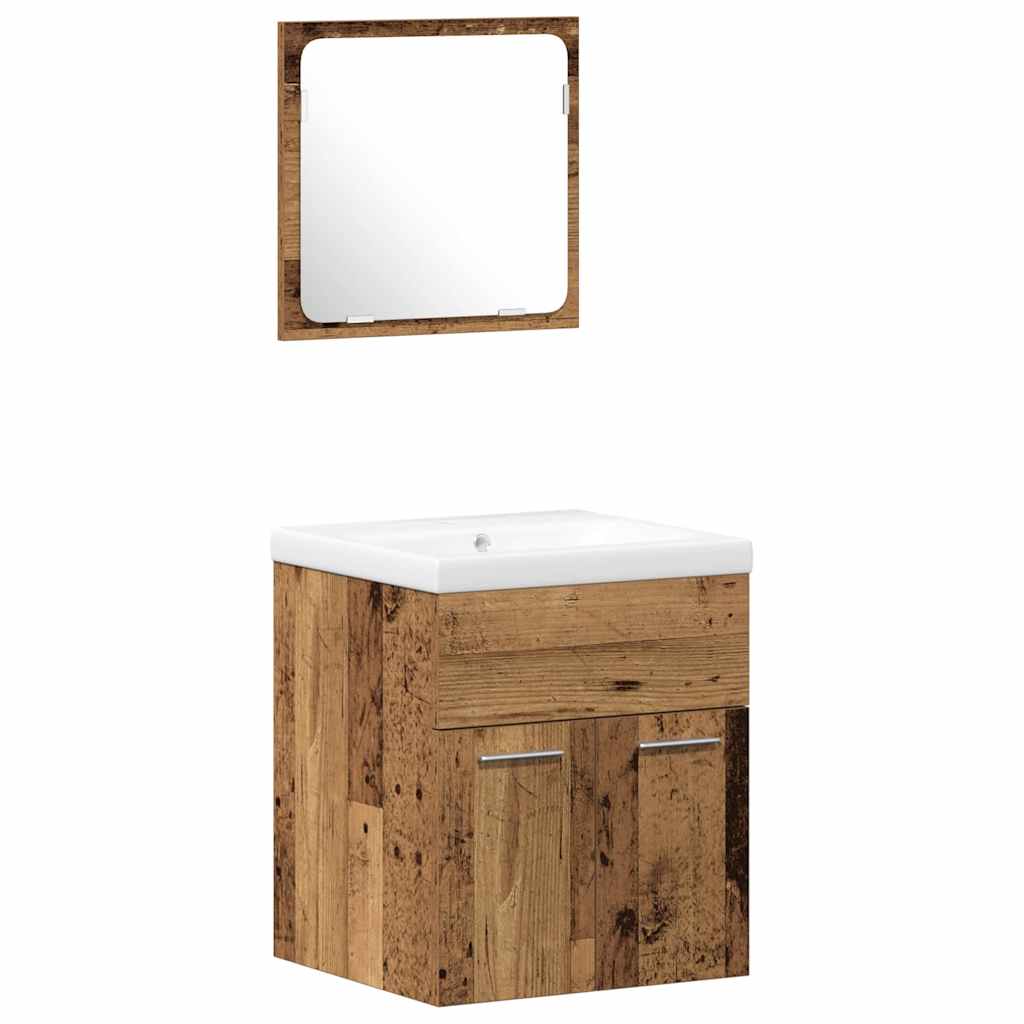 Badezimmermöbel Set mit Tür 4 pcs Altholz 41 x 38,5 x 46 cm
