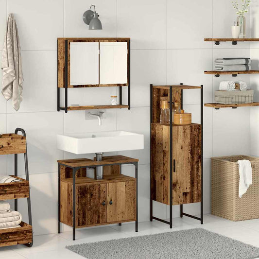 Badezimmermöbel Set mit Speicher 3 pcs Braun 33 x 33 x 120.5 cm