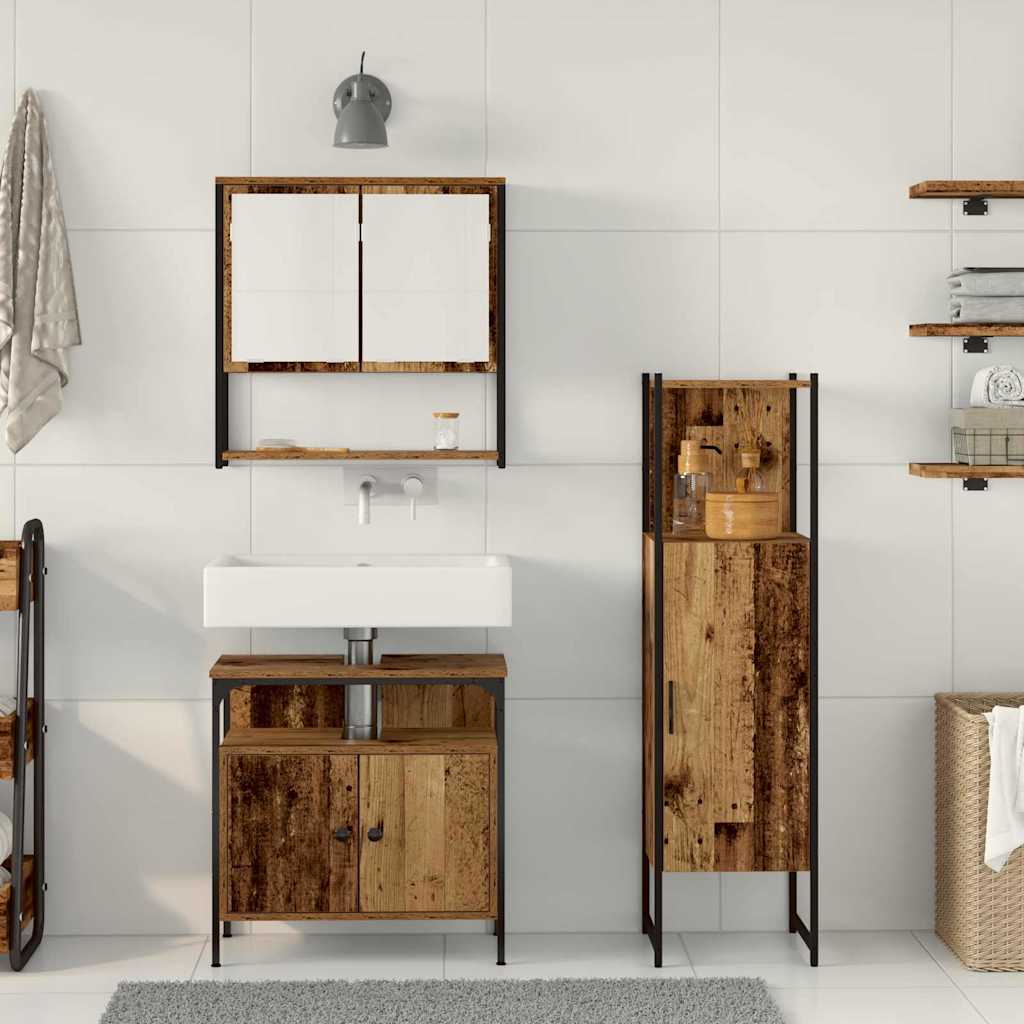 Badezimmermöbel Set mit Speicher 3 pcs Braun 33 x 33 x 120.5 cm