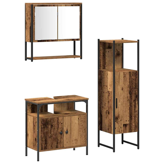 Badezimmermöbel Set mit Speicher 3 pcs Braun 33 x 33 x 120.5 cm