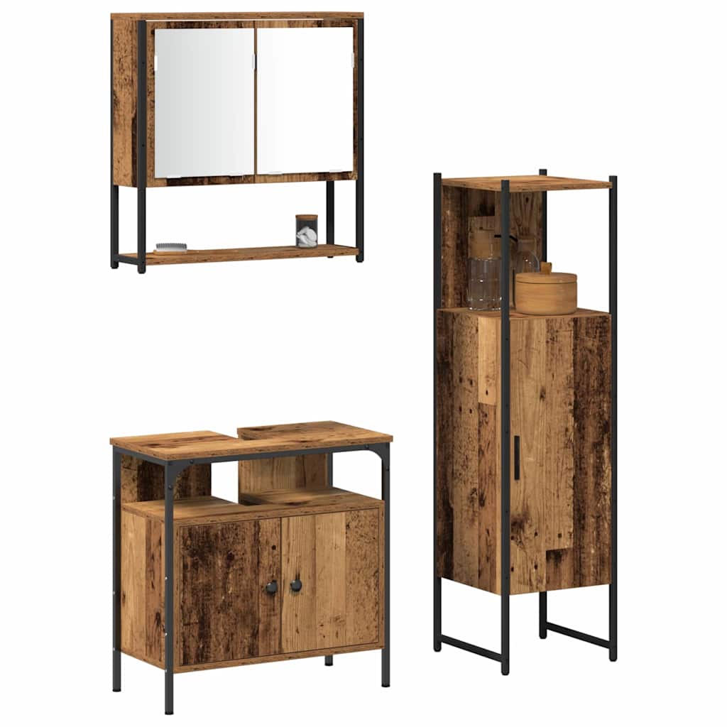 Badezimmermöbel Set mit Speicher 3 pcs Braun 33 x 33 x 120.5 cm