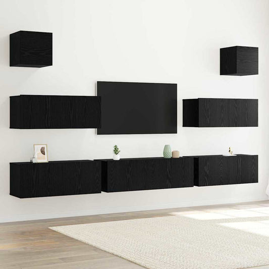 TV-Cabinet-Set 7 pcs Schwarze Eiche 100 x 30 x 30 cm