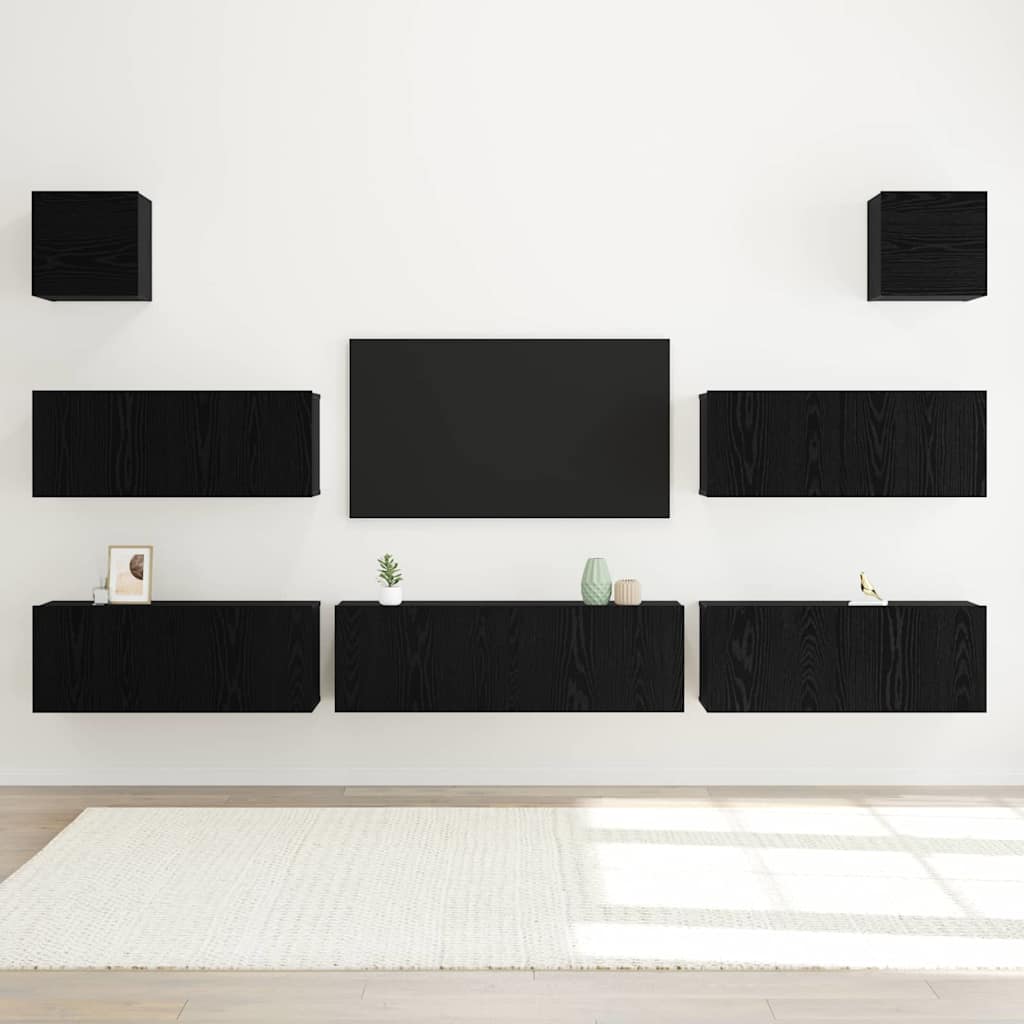 TV-Cabinet-Set 7 pcs Schwarze Eiche 100 x 30 x 30 cm