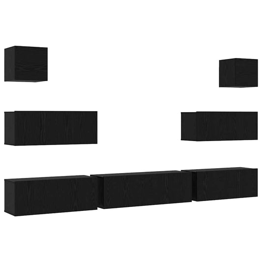 TV-Cabinet-Set 7 pcs Schwarze Eiche 100 x 30 x 30 cm