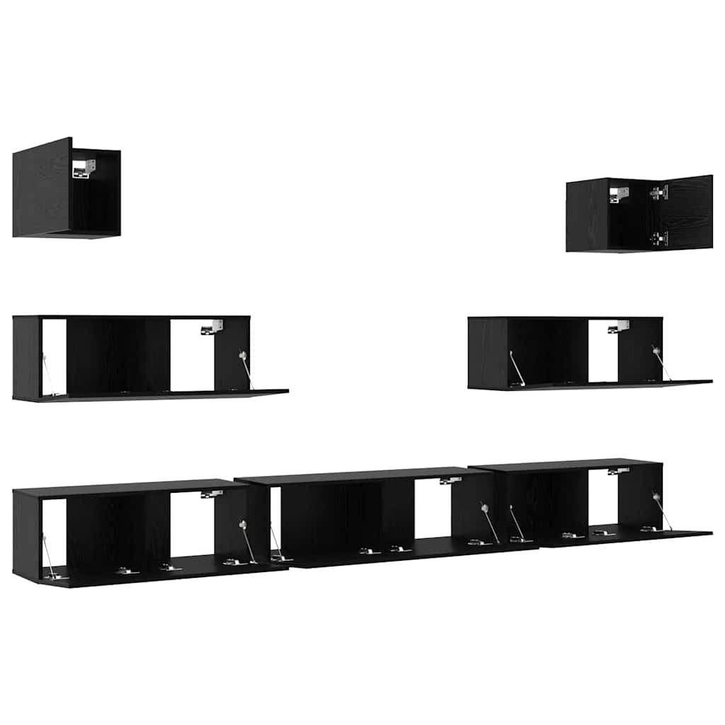 TV-Cabinet-Set 7 pcs Schwarze Eiche 100 x 30 x 30 cm