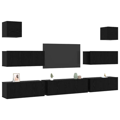 TV-Cabinet-Set 7 pcs Schwarze Eiche 100 x 30 x 30 cm