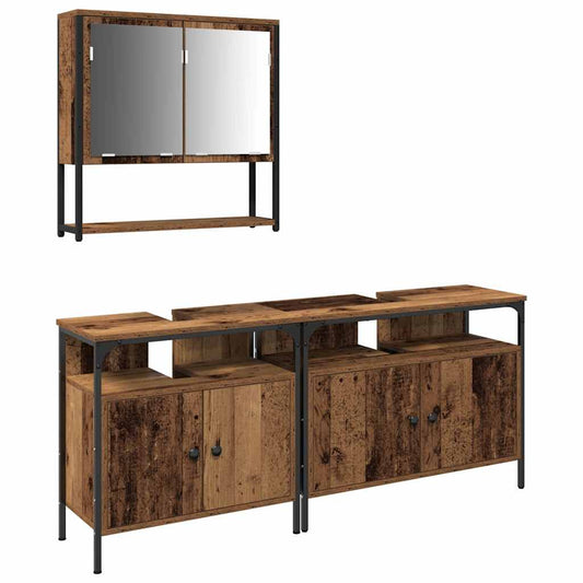 Badezimmermöbel Set 3 pcs Braun 80 x 30 x 60 cm Holzwerkstoff