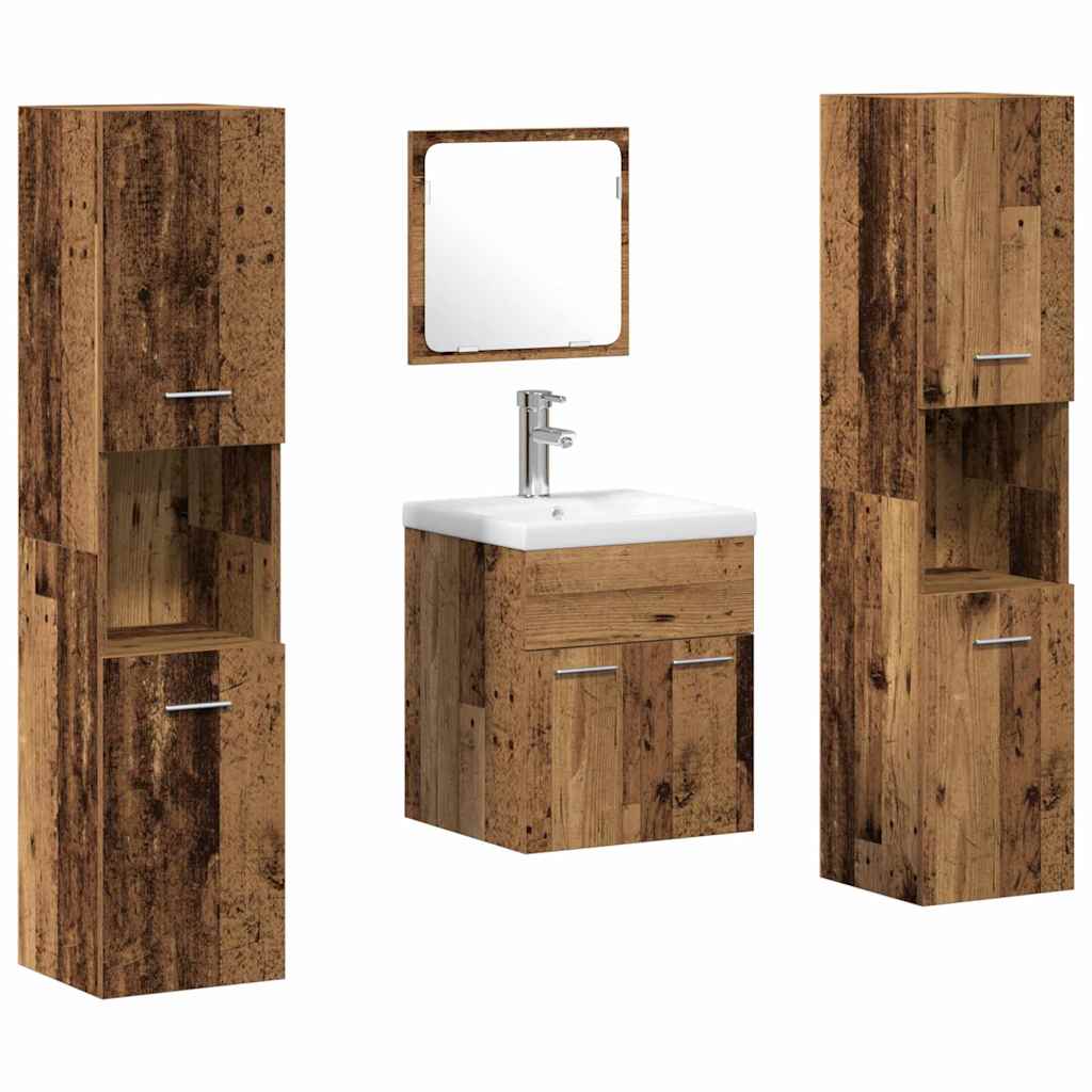 Badezimmermöbel Set mit Tür 4 pcs Altholz 41 x 38,5 x 46 cm
