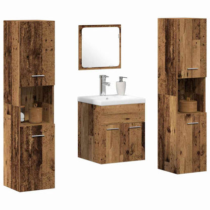Badezimmermöbel Set mit Tür 4 pcs Altholz 41 x 38,5 x 46 cm