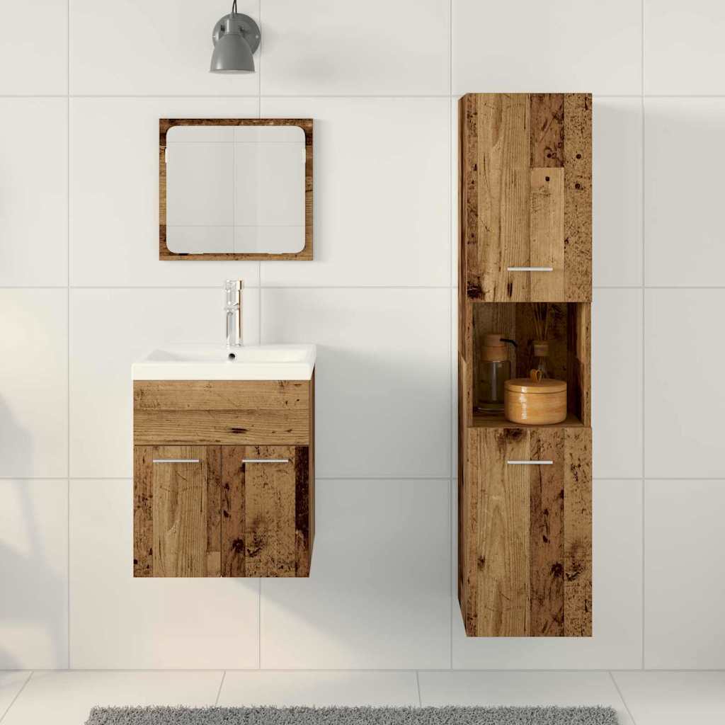 Badezimmermöbel Set mit Tür 4 pcs Altholz 41 x 38,5 x 46 cm
