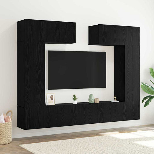 TV-Möbel-Set Wandmontiert 6 pcs Schwarze Eiche 100 x 30 x 30 cm
