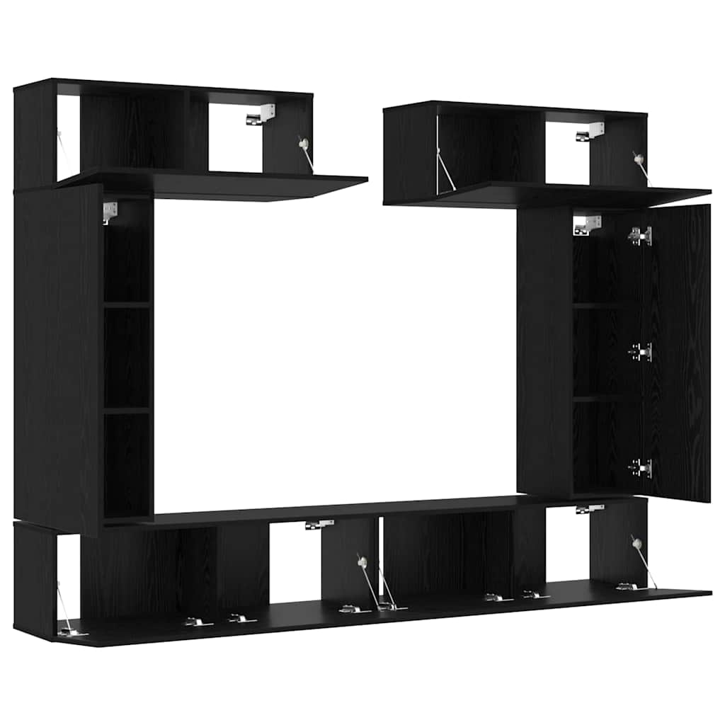 TV-Möbel-Set Wandmontiert 6 pcs Schwarze Eiche 100 x 30 x 30 cm