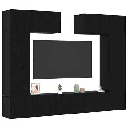 TV-Möbel-Set Wandmontiert 6 pcs Schwarze Eiche 100 x 30 x 30 cm