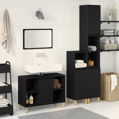 Badezimmermöbel Set 3 pcs Schwarz 60 x 30 x 60 cm Holzwerkstoff