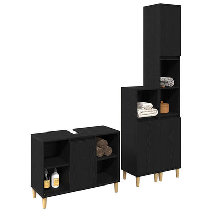 Badezimmermöbel Set 3 pcs Schwarz 60 x 30 x 60 cm Holzwerkstoff