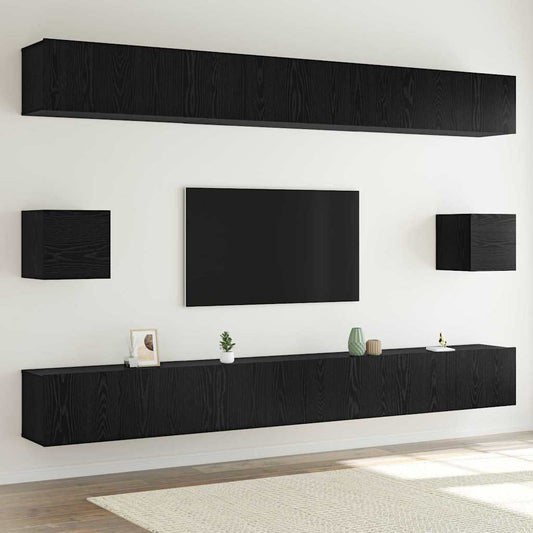 TV-Möbel-Set 8 pcs Schwarz Eichen-Optik 100 x 30 x 30 cm