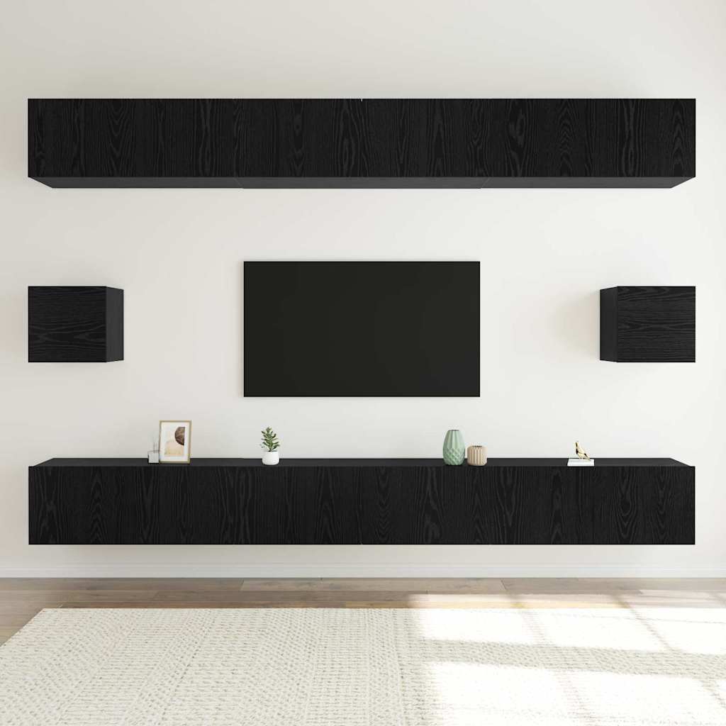 TV-Möbel-Set 8 pcs Schwarz Eichen-Optik 100 x 30 x 30 cm