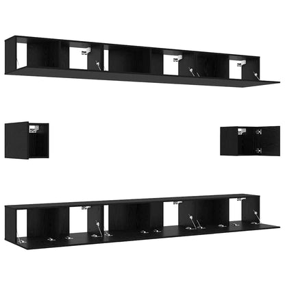 TV-Möbel-Set 8 pcs Schwarz Eichen-Optik 100 x 30 x 30 cm