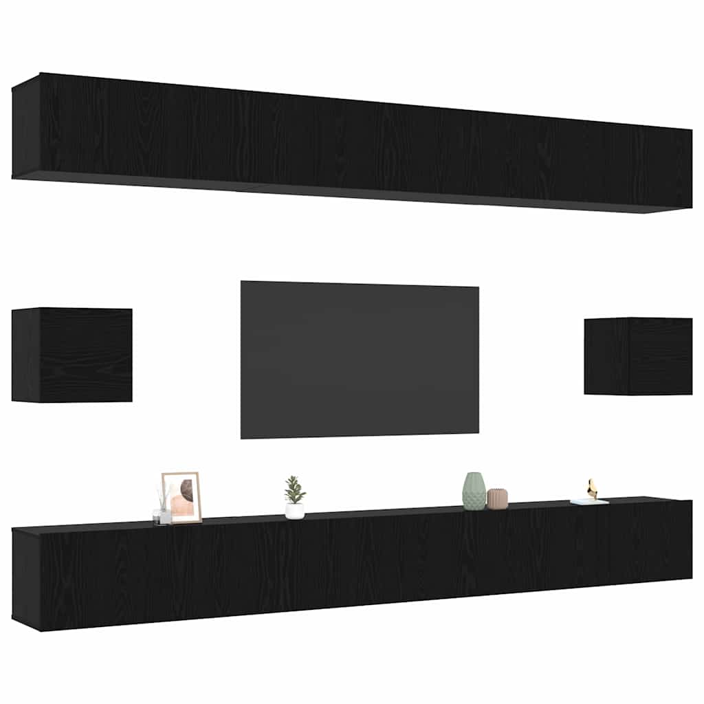 TV-Möbel-Set 8 pcs Schwarz Eichen-Optik 100 x 30 x 30 cm