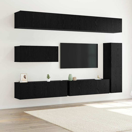 TV-Möbel-Set 7 pcs Schwarze Eiche 30,5 x 30 x 110 cm