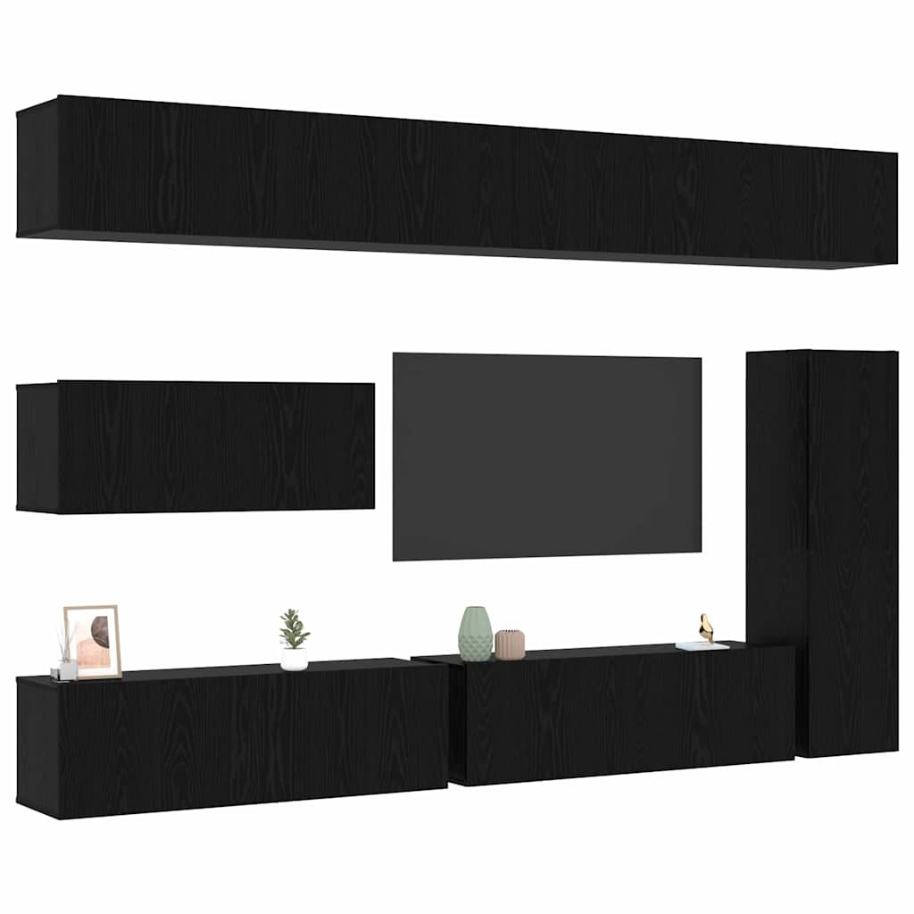 TV-Möbel-Set 7 pcs Schwarze Eiche 30,5 x 30 x 110 cm