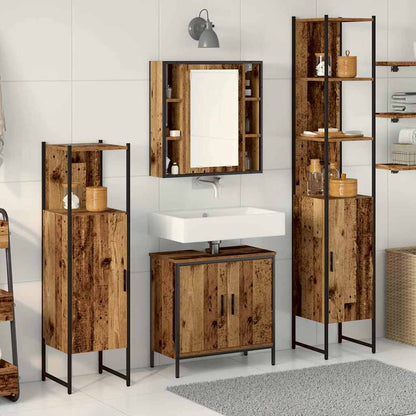 Badezimmermöbel Set mit Regal 4 pcs Braun 33 x 33 x 185.5 cm
