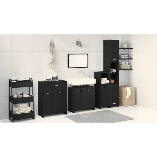 Badezimmermöbelset 4 pcs Schwarze Eiche 30 x 30 x 183,5 cm