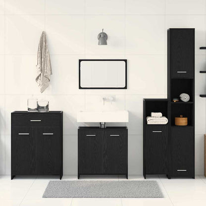 Badezimmermöbelset 4 pcs Schwarze Eiche 30 x 30 x 183,5 cm