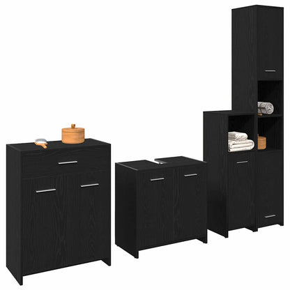 Badezimmermöbelset 4 pcs Schwarze Eiche 30 x 30 x 183,5 cm