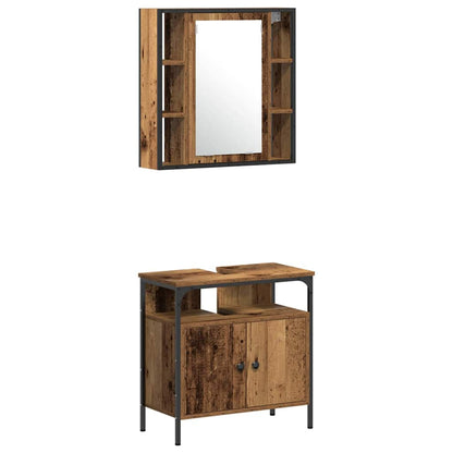 Badezimmermöbel Set mit Regal 4 pcs Altholz 33 x 33 x 185.5 cm