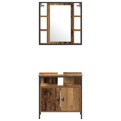 Badezimmermöbel Set mit Regal 4 pcs Altholz 33 x 33 x 185.5 cm