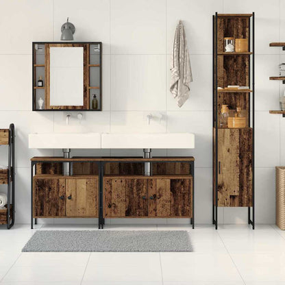Badezimmerschrankset mit Regal 4 pcs Altholz 33 x 33 x 185.5 cm