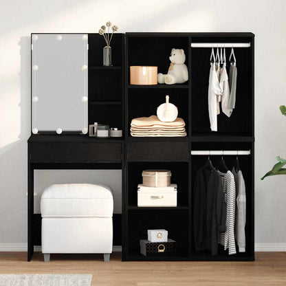 LED Schminktisch Schwarze Eiche 140 x 40 x 140 cm Holzwerkstoff