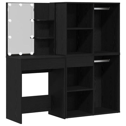 LED Schminktisch Schwarze Eiche 140 x 40 x 140 cm Holzwerkstoff