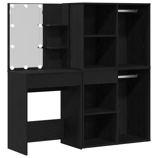 LED Schminktisch Schwarze Eiche 140 x 40 x 140 cm Holzwerkstoff