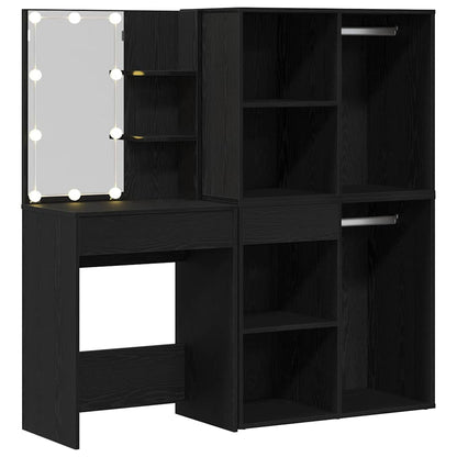 LED Schminktisch Schwarze Eiche 140 x 40 x 140 cm Holzwerkstoff