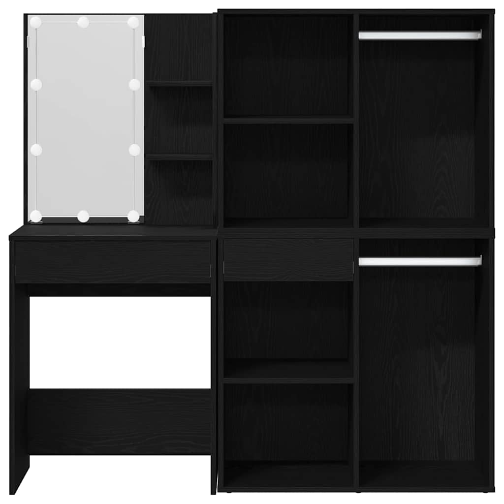 LED Schminktisch Schwarze Eiche 140 x 40 x 140 cm Holzwerkstoff